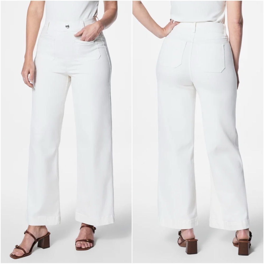 Spanx Jeans Cropped Wide Leg Patch Pockets Pull-On 20917R White Sz 3X NWT New